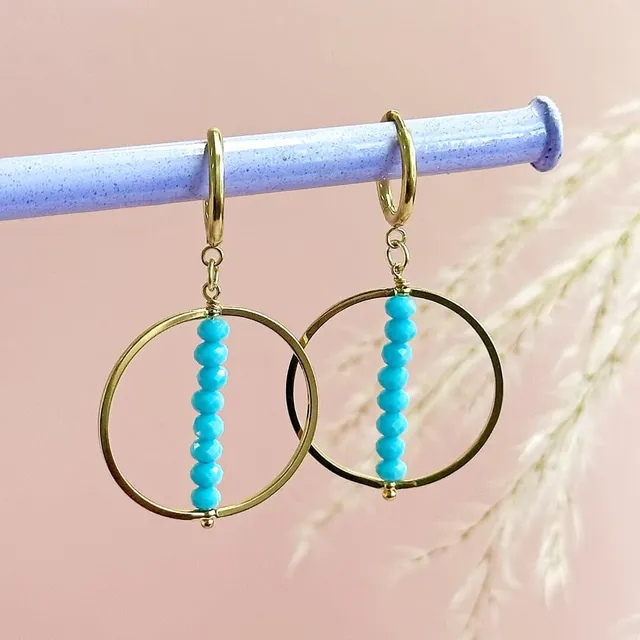 Joy by Corrine Smith Turquoise Beaded Stack Ohrringe Gold 3 cm