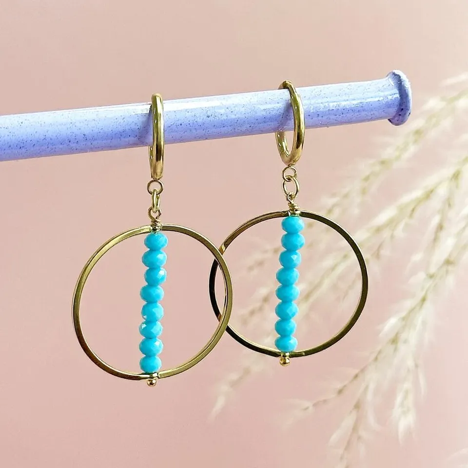 Joy by Corrine Smith Turquoise Beaded Stack Ohrringe Gold 3 cm