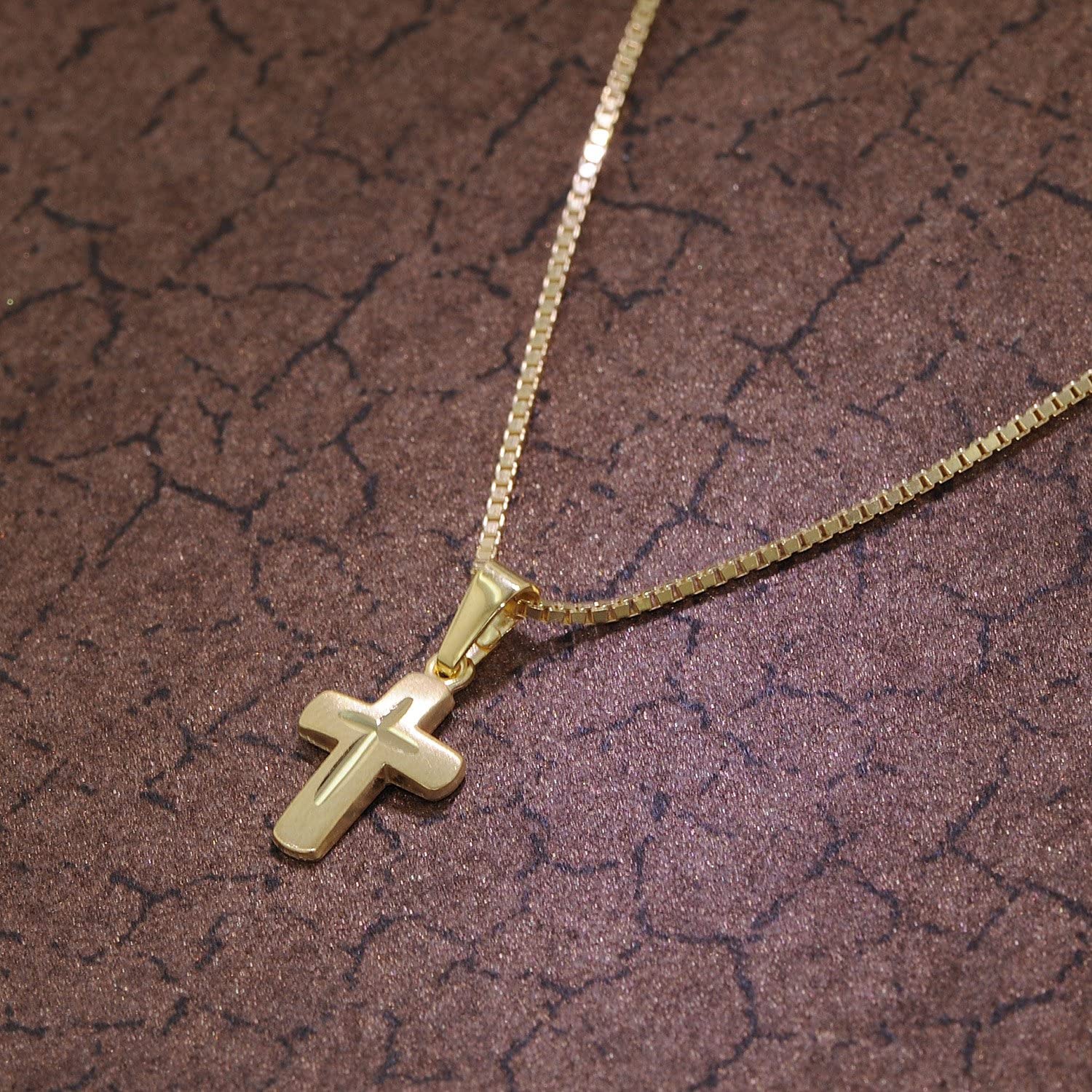 trendor Halsketten Kreuz-Anhänger Gold 585 Kinder 40 cm