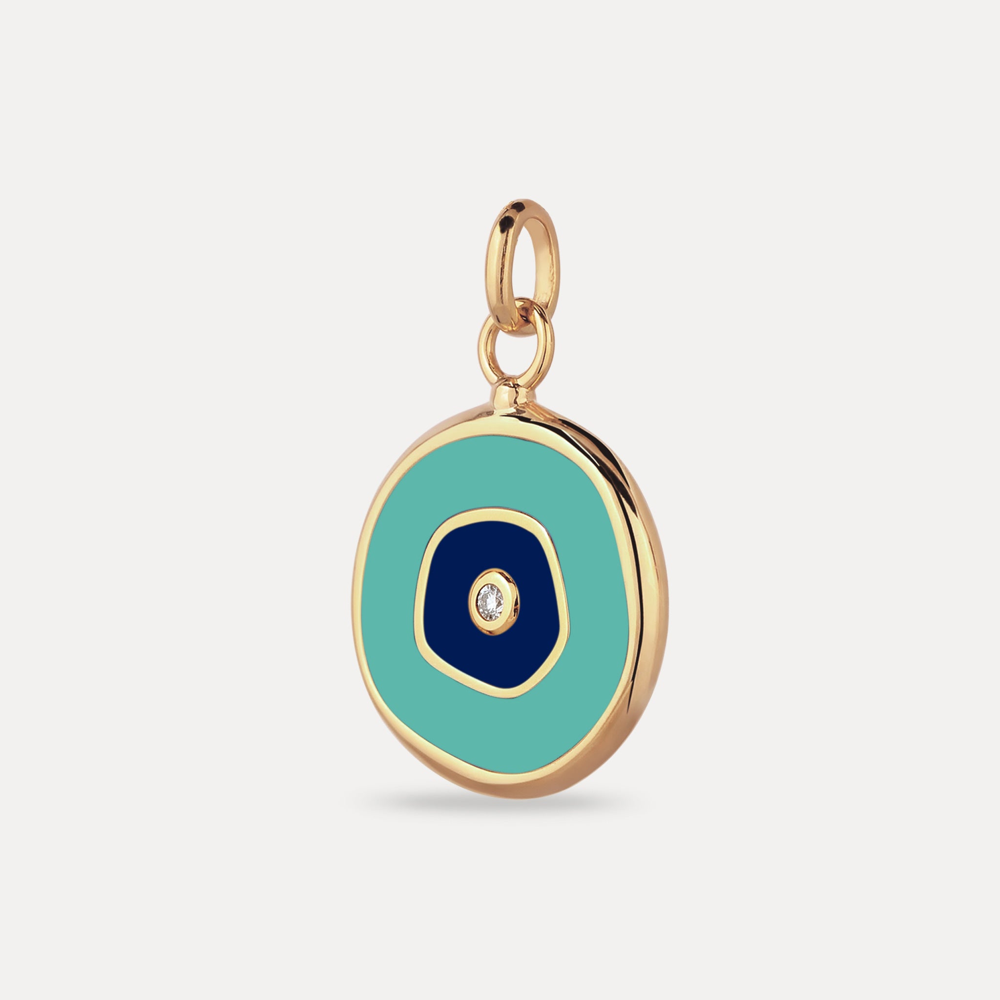 Stilnest Weißer Saphir Evil Eye Anhänger Türkis Gold Vermeil