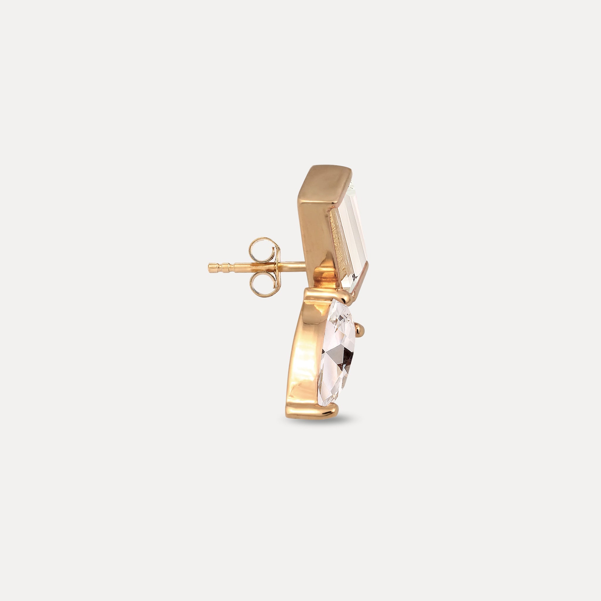 Stilnest Beryll Balance Dual Ohrstecker 585 Gold linkes Ohr