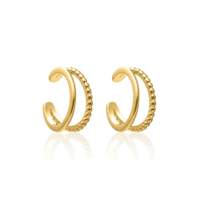 JEWLIX Ohrstecker Ear Cuffs Zweireihig Gold 925 Silber Paar