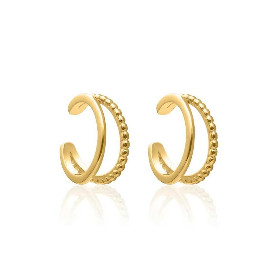 JEWLIX Ohrstecker Ear Cuffs Zweireihig Gold 925 Silber Paar