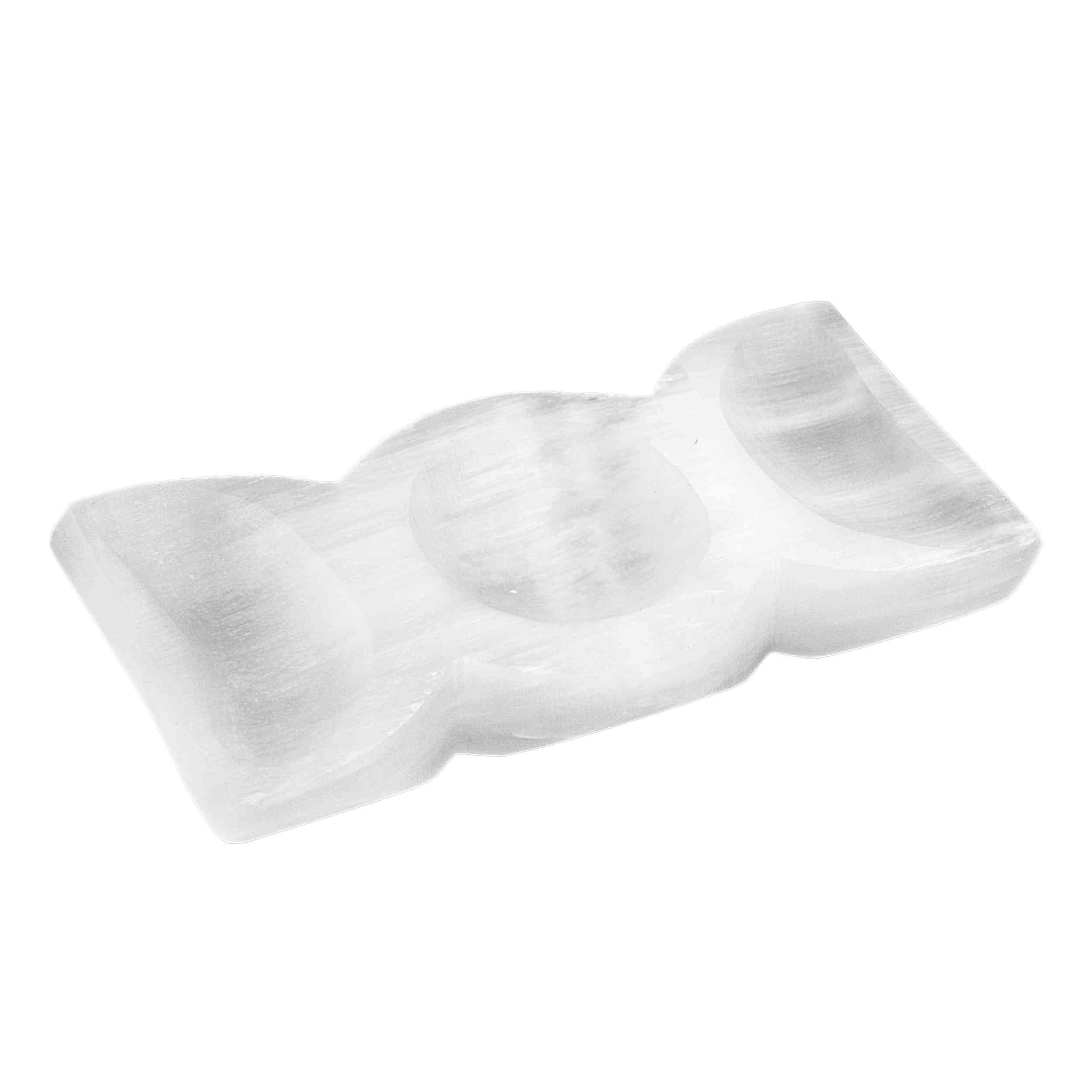 NKlaus Healing Crystals Selenit Dreifach-Schale 14x7 cm Energieschale