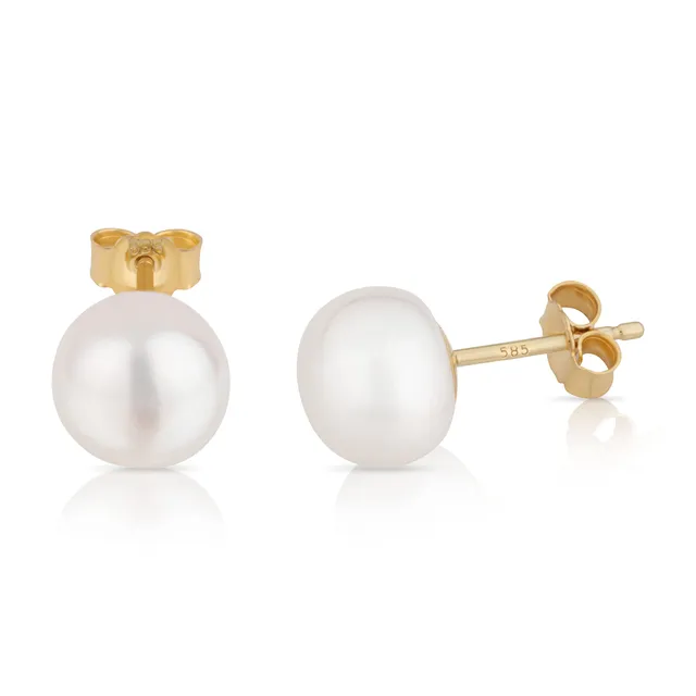 NKlaus JEWELLERY Perlen Ohrstecker 585 Gelbgold 8mm Süßwasser