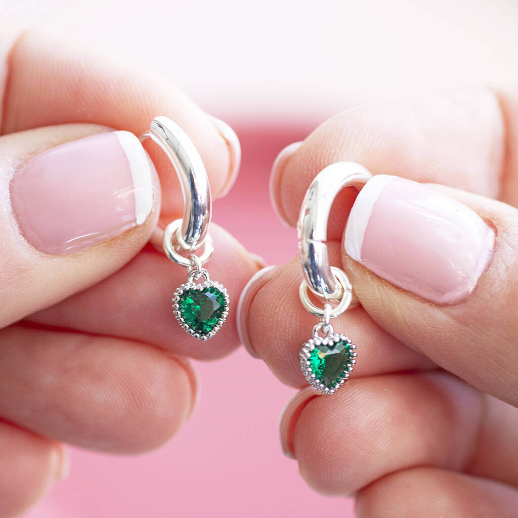 Joy by Corrine Smith Heart Birthstone Creolen Silber Ohrringe