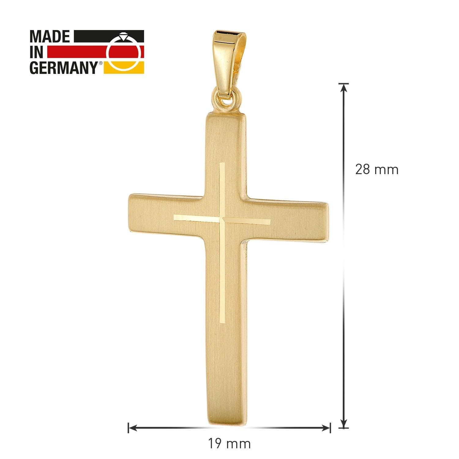 trendor Halsketten Kreuz-Anhänger Halskette Gold 333 60cm