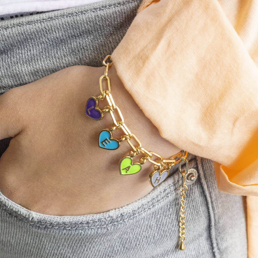 Joy by Corrine Smith Personalised Name Hearts Armband Gold vergoldet