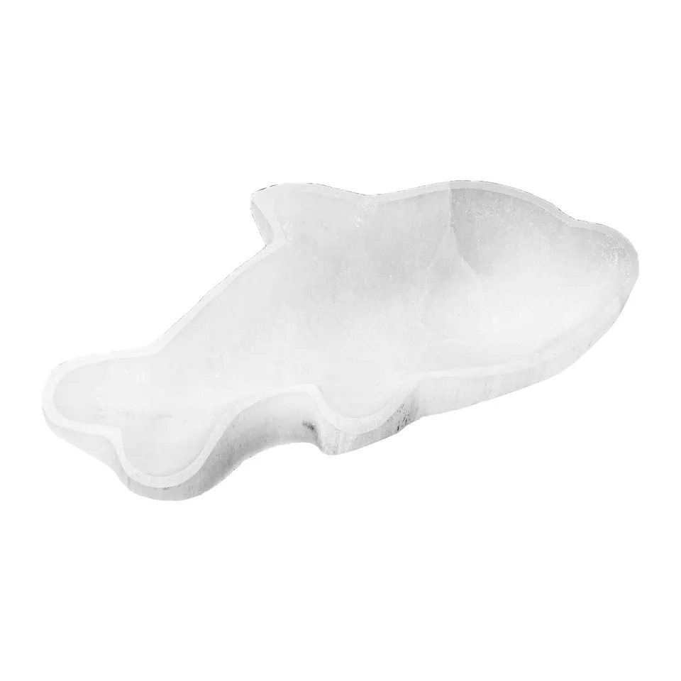 NKlaus Healing Crystals Selenit Schale Fisch 18x9,5cm Aufladung