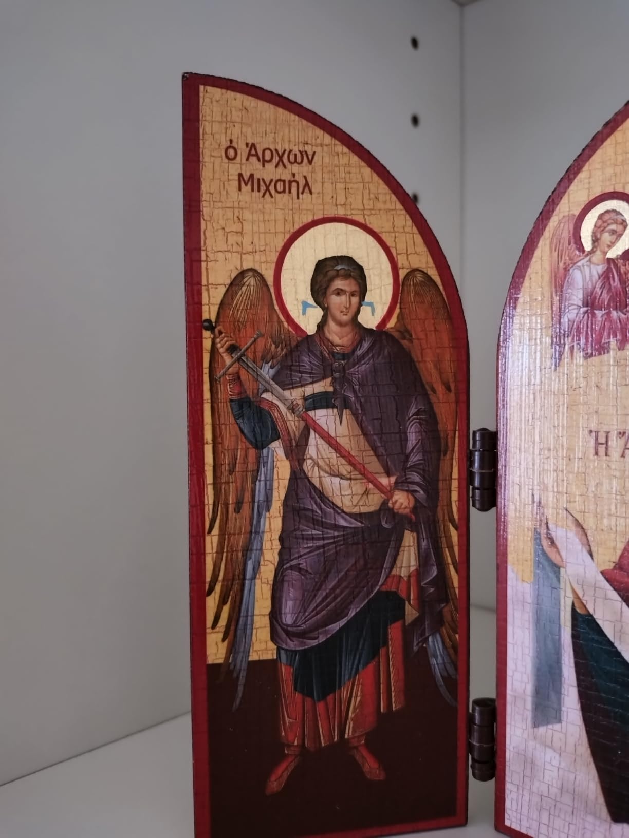 NKlaus Religious Icons Diptychon Herzen Jesu Mariä Holz