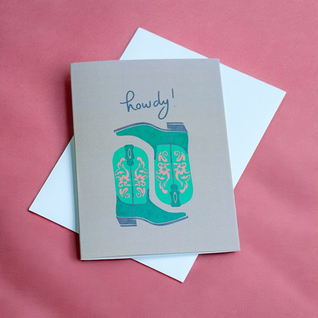 Joy by Corrine Smith Howdy Grußkarte Cowboy Boots A6