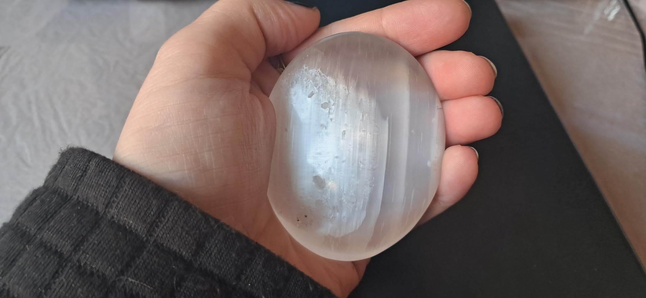 NKlaus HEALING CRYSTALS Selenit Handschmeichler 6,5cm 2 Stück