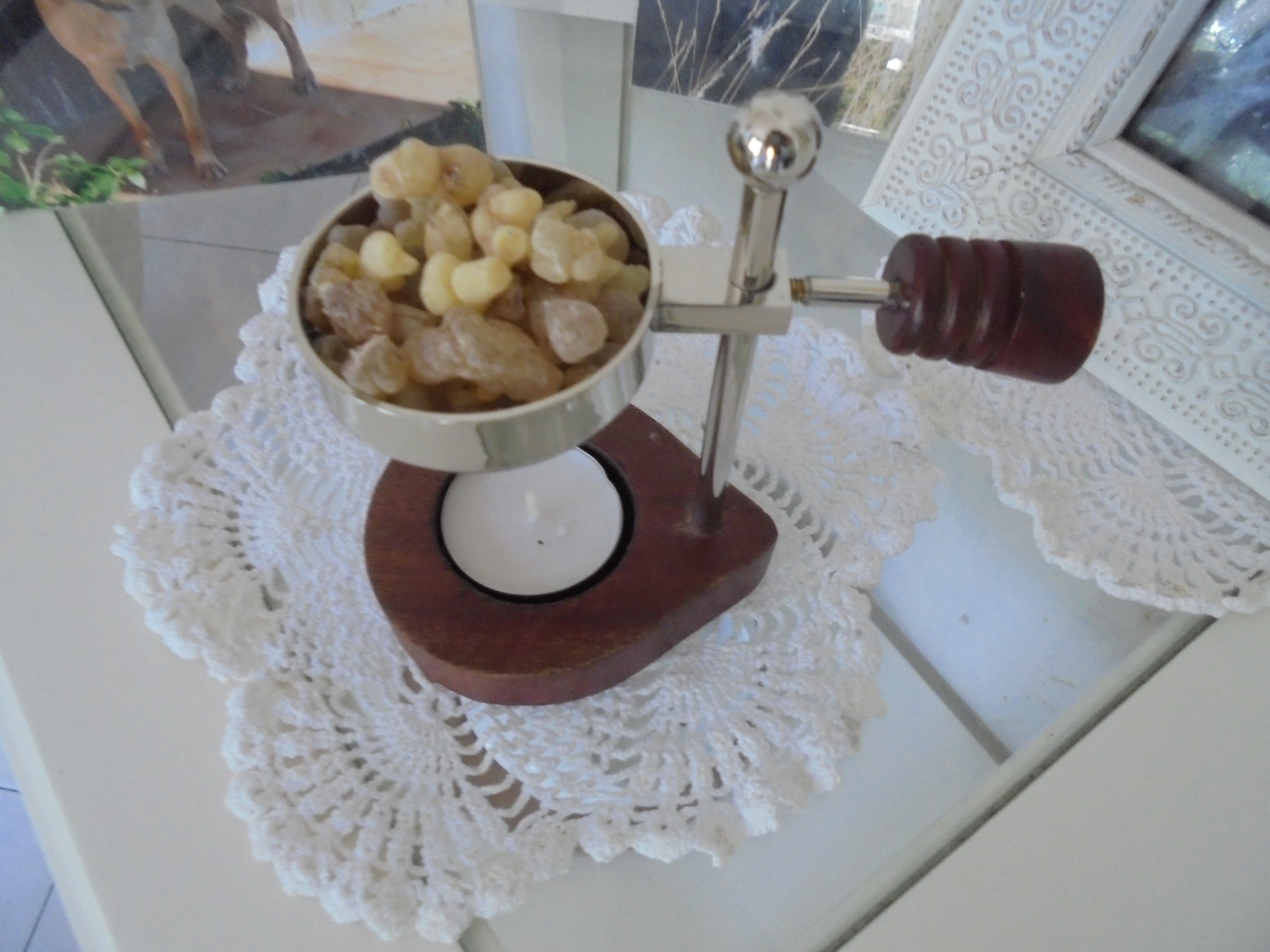 NKlaus Home Scents Räucherstövchen Messing Gold Holz 13 cm