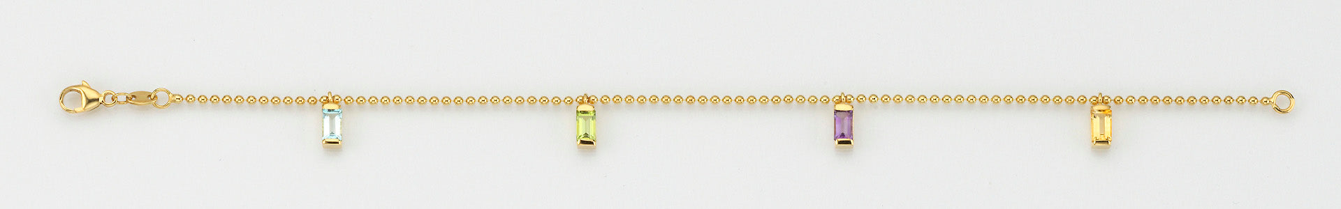 Eugen Rühle Kugelkette Armband 750 Gelbgold 4 Farbsteine