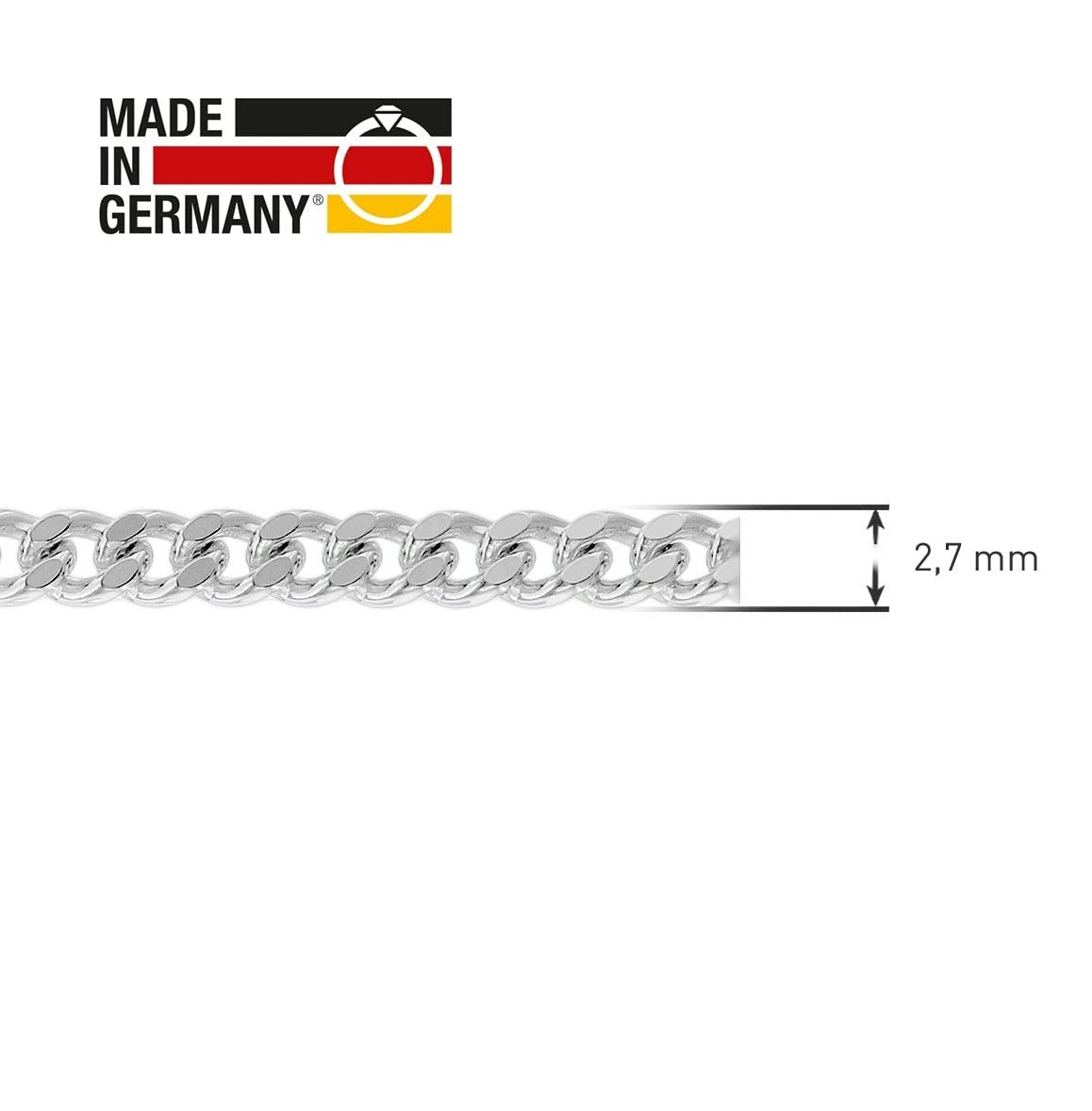 trendor 41291 Panzerkette 925 Silber Halskette 50 cm 2,7 mm Herren