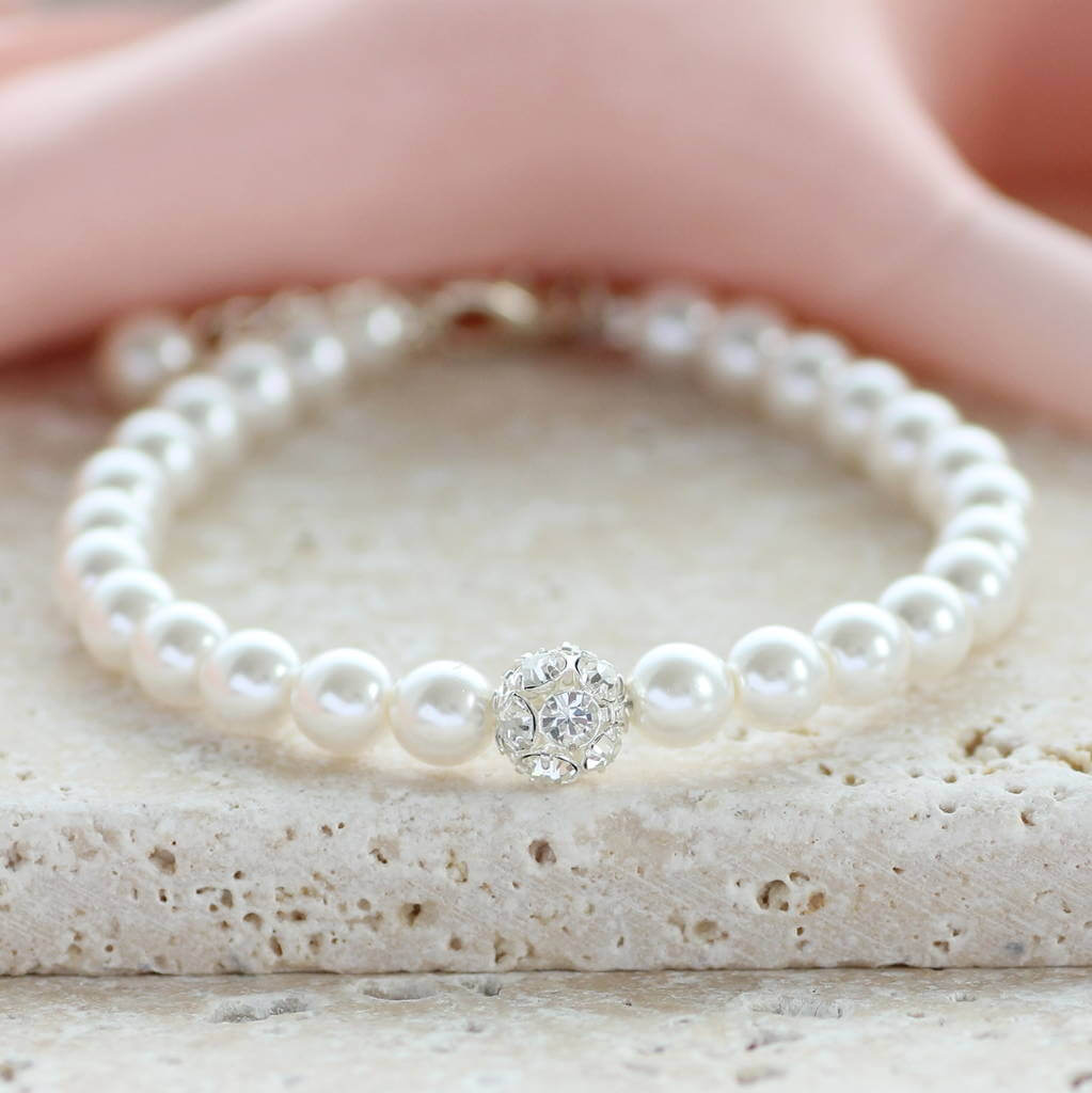 Joy by Corrine Smith Glitter Ball Armband Perle Silber