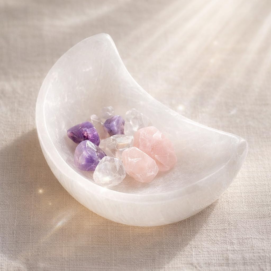 NKlaus HEALING CRYSTALS Selenit Schale Mond 11cm Heilsteine