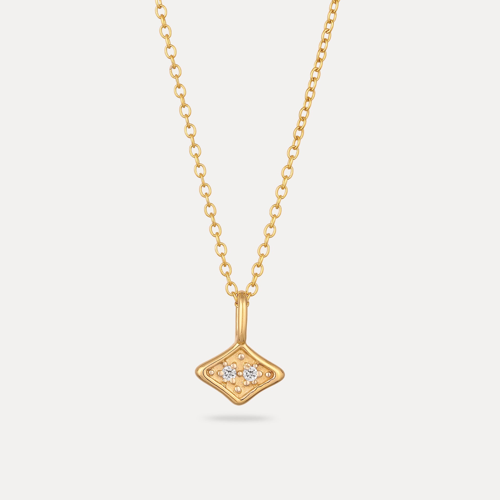 Stilnest Supernova Pavé Anhänger Weißer Saphir Gold