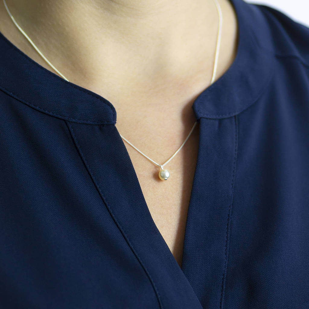 Joy by Corrine Smith Classic Pearl Drop Perlen Halskette Silber