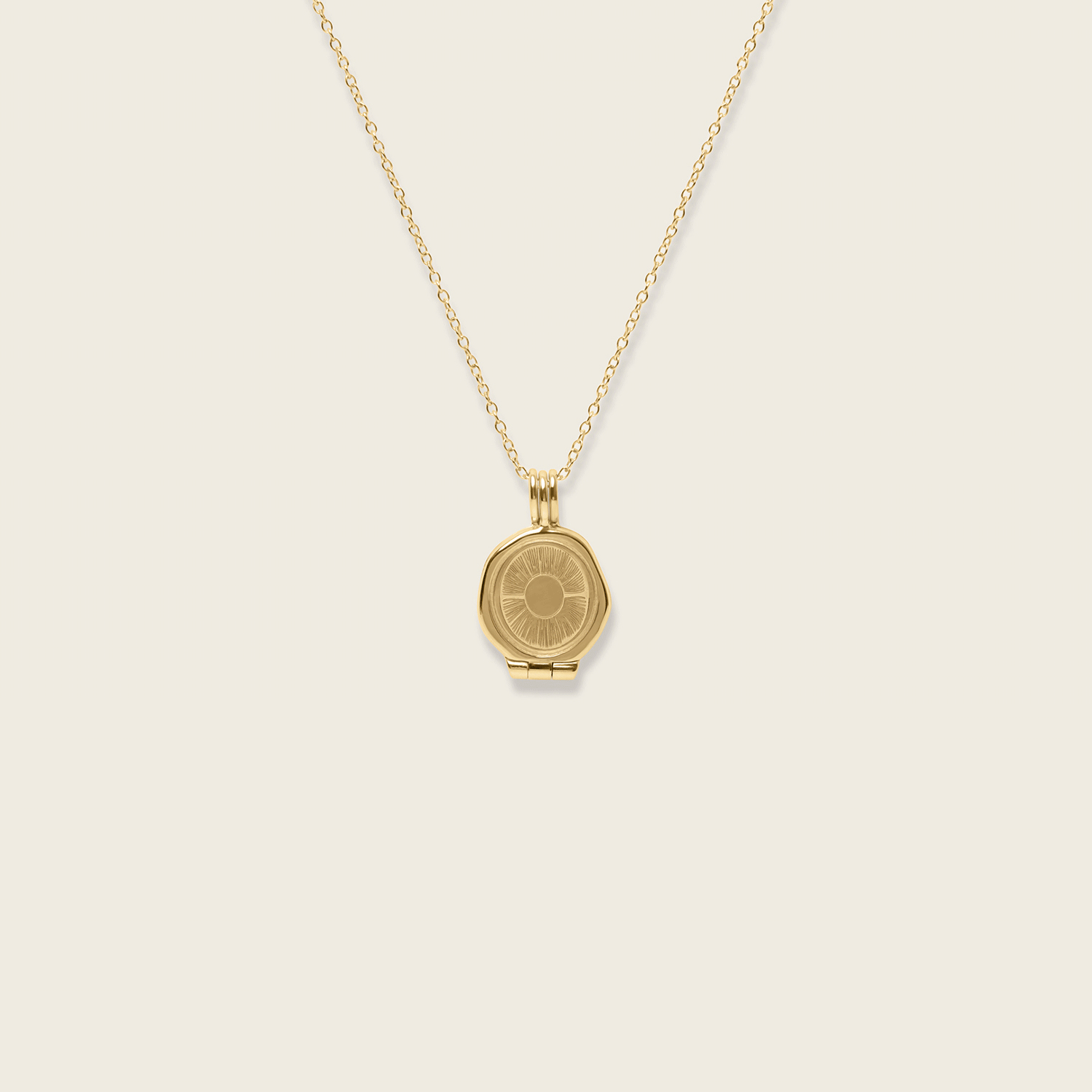 Stilnest Sun Seal Medaillon Kette 585 Gold 45cm gravierbar