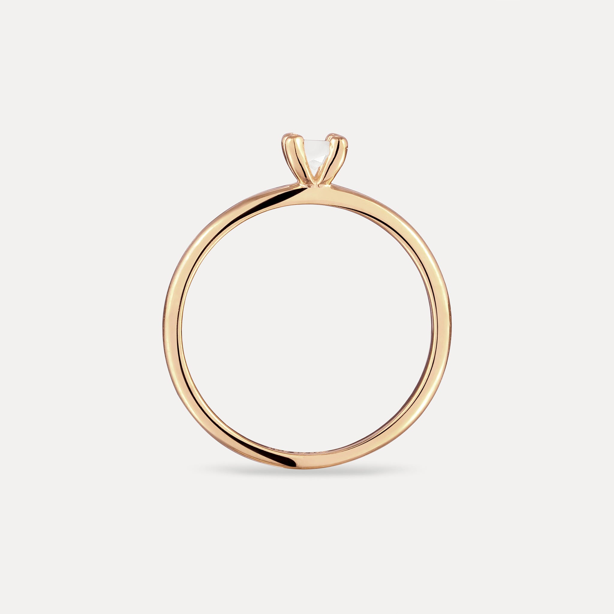 Stilnest Solitär Mondstein Ring 585 Gold Rund 54
