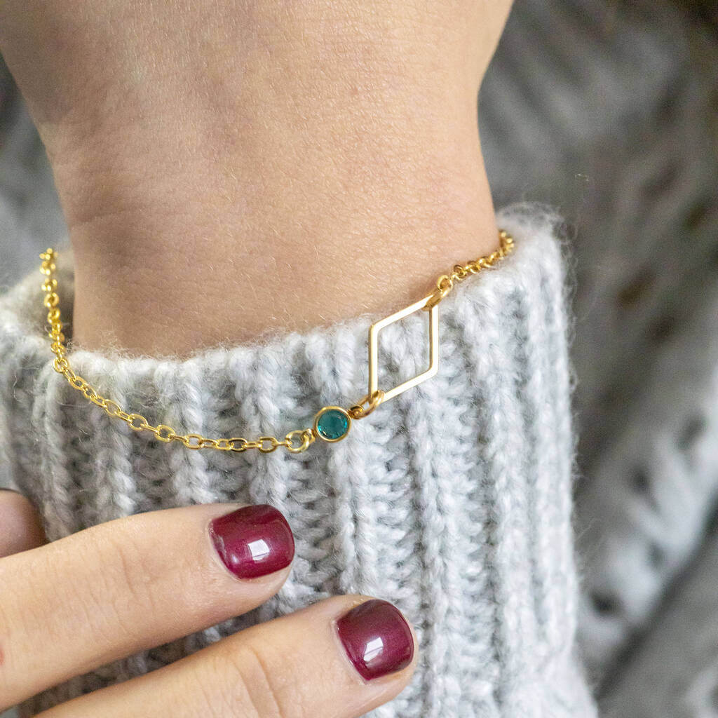 Joy by Corrine Smith Rhombus Geburtsstein Armband Gold