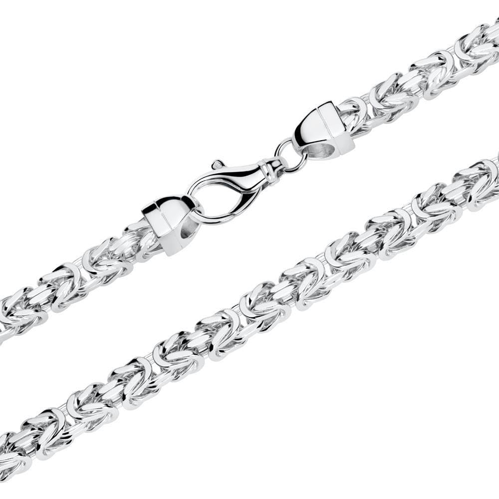 JEWLIX Königskette 925 Silber 7,5 mm Vierkant Halskette rhodiniert