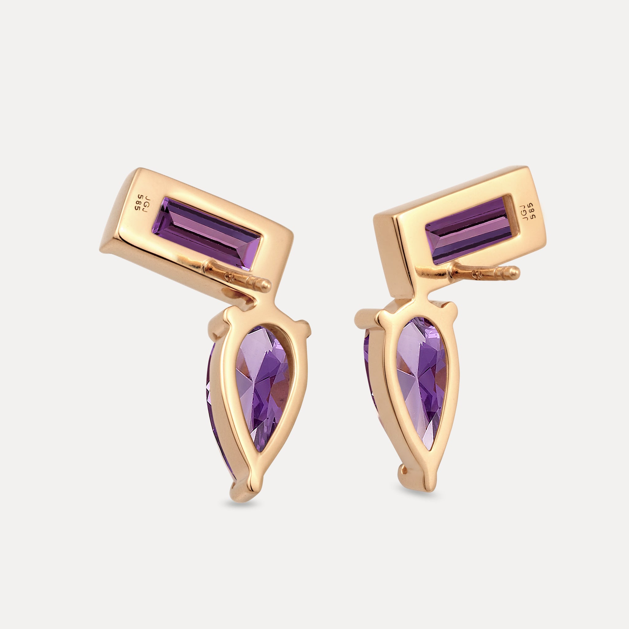 Stilnest Balance Dual Ohrstecker 585 Gold Amethyst Violett