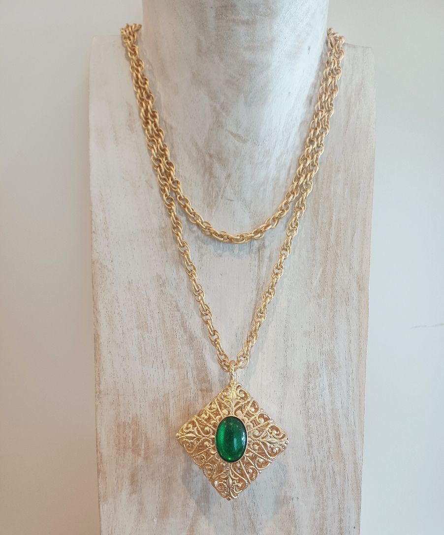 Alevá Bijoux Pouff Anhänger Gold grün blau 3,7 cm