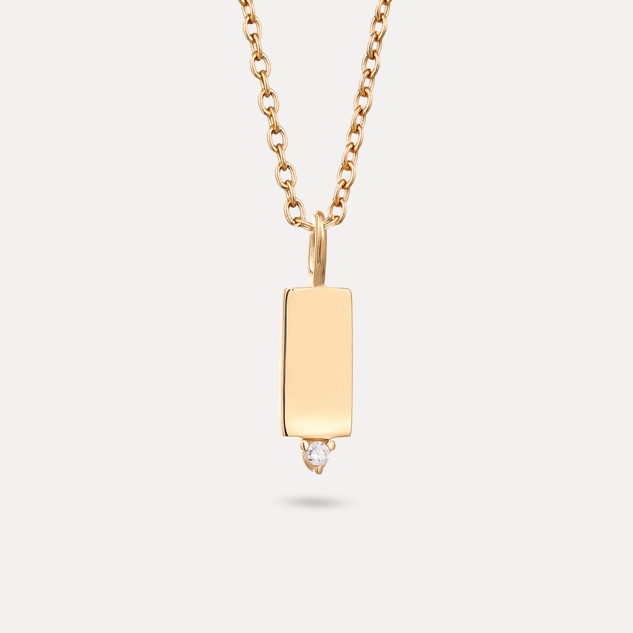 Stilnest Saphir Brick Tag Anhänger 585 Gold Massivgold
