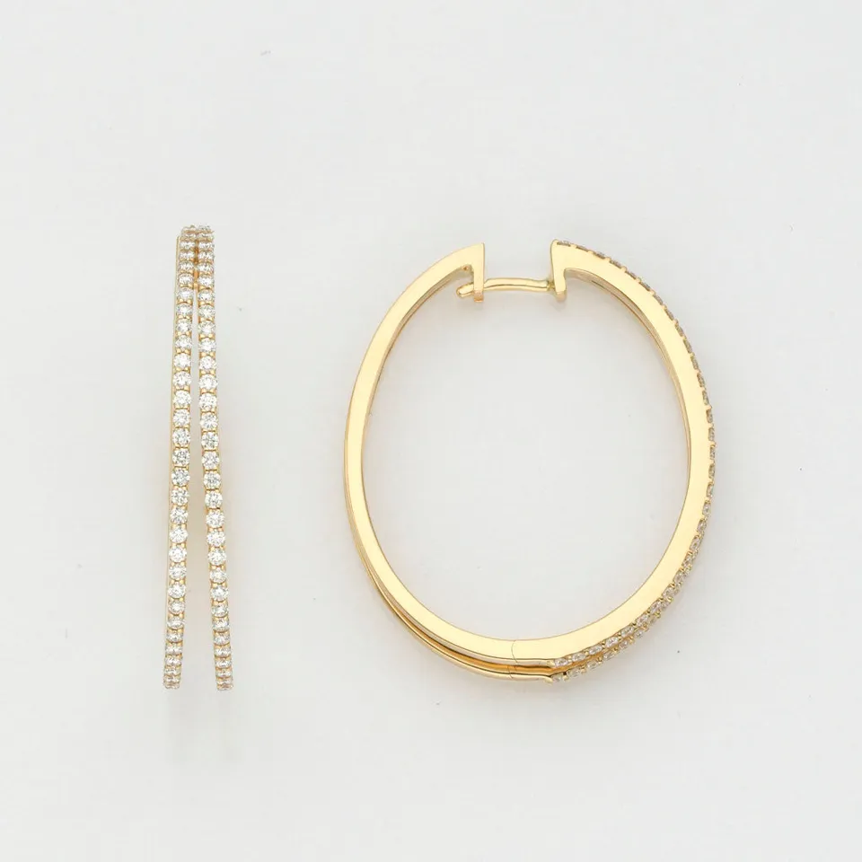 Eugen Rühle Ohrschmuck Scharnier-Creolen Brillanten 0,90ct 585 Gold