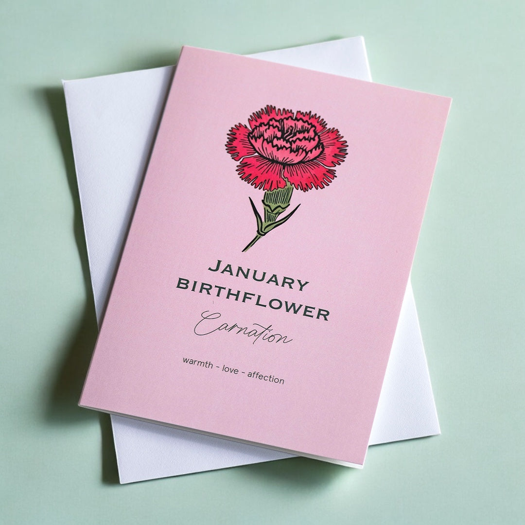 Joy by Corrine Smith January Carnation Karte A6 Nelke