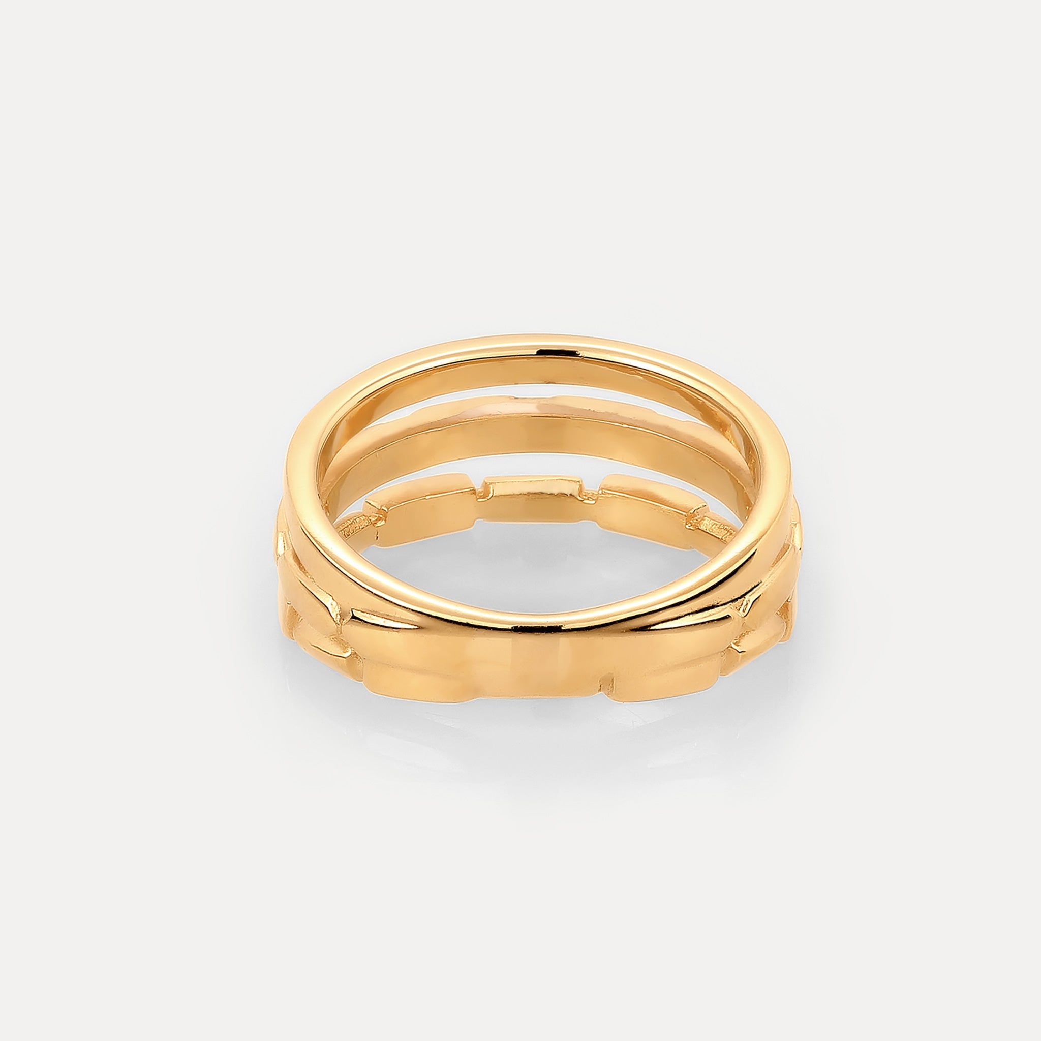 Stilnest Triple Offset Brick Ring 24K Vermeil Größe 52