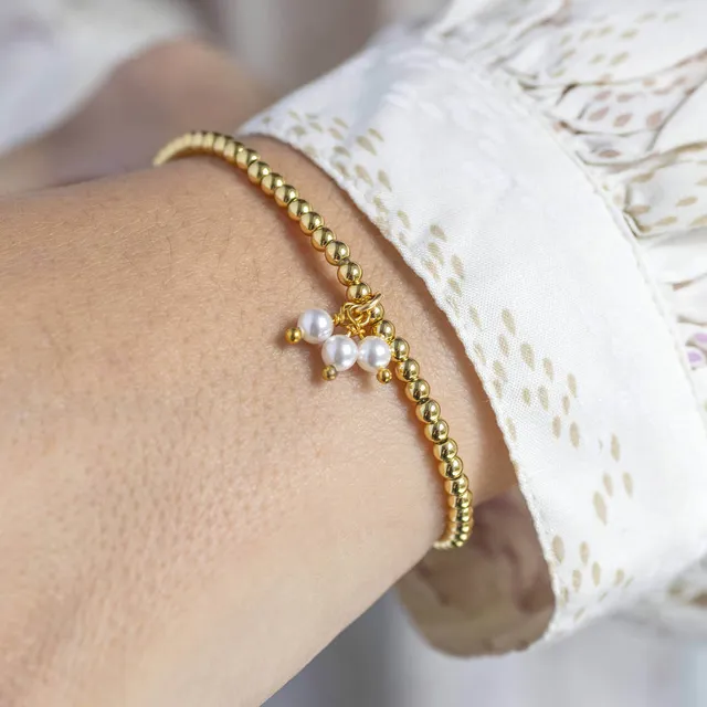 Joy 30. Geburtstag Perlenarmband Gold Charm Perlen