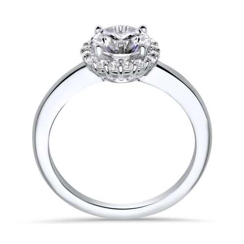 JEWLIX Halo Verlobungsring 925 Silber Zirkonia Größe 58