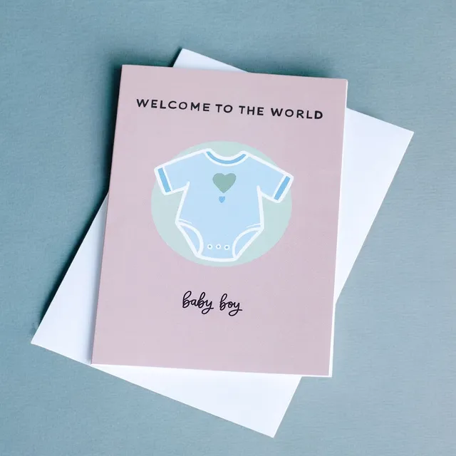 Joy by Corrine Smith Welcome Baby Boy Karte A6 Junge
