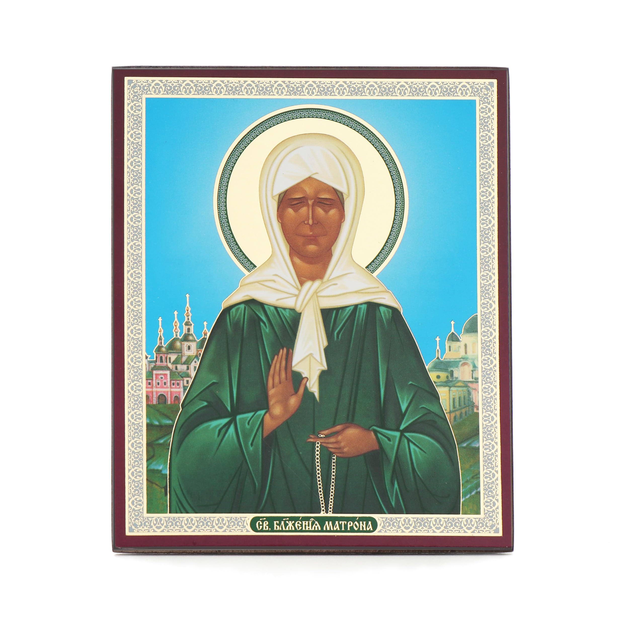 NKlaus Ikone Heilige Matrona Holz orthodox 15x18 cm