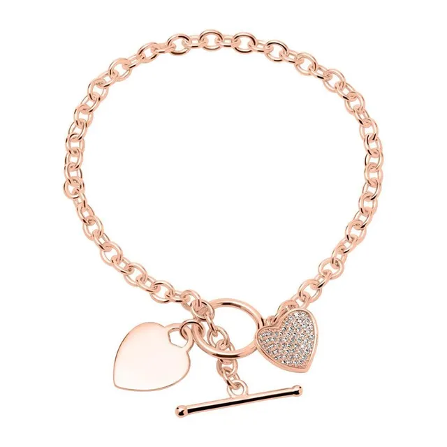 JEWLIX ID-Armbänder Herzarmband Rosé Silber Zirkonia