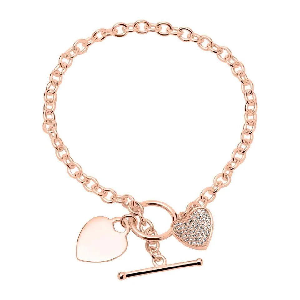 JEWLIX ID-Armbänder Herzarmband Rosé Silber Zirkonia