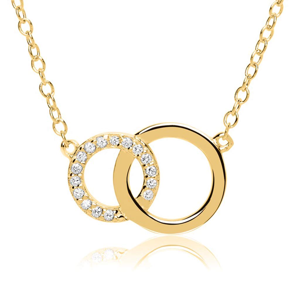JEWLIX Kreise Kette 925er Silber Zirkonia Gold Damenhalskette