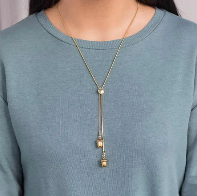 Joy by Corrine Smith Acorns Lariat Halskette Gold