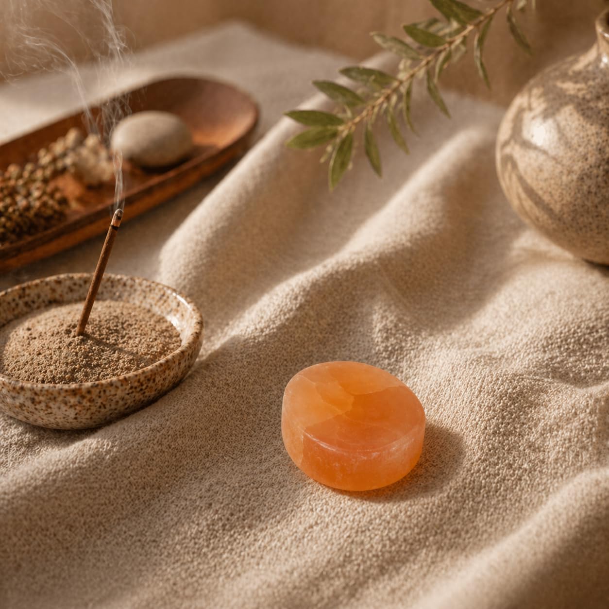 NKlaus Healing Crystals Oranger Selenit-Massagestein 4cm Edelstein