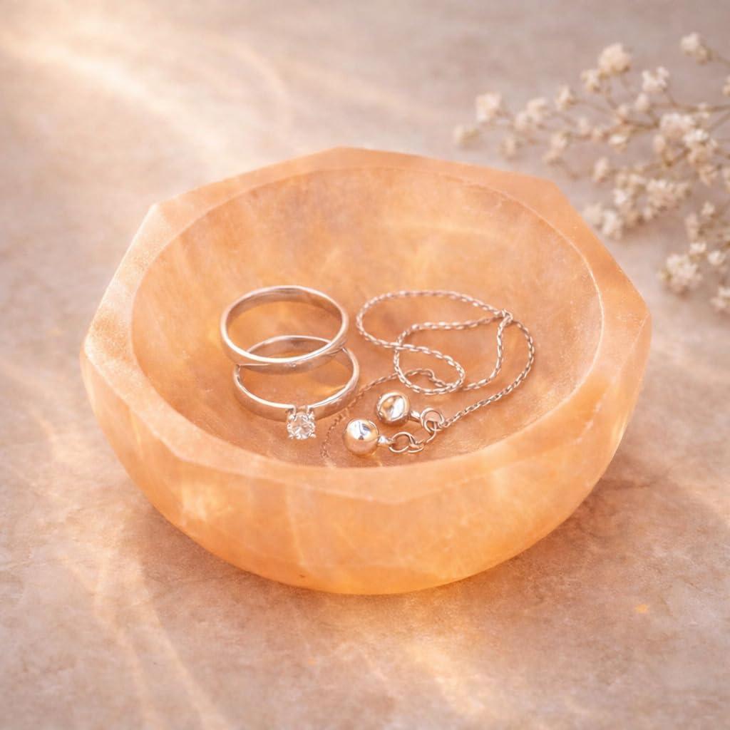 NKlaus Healing Crystals Selenit-Schale 6x6cm Pfirsich