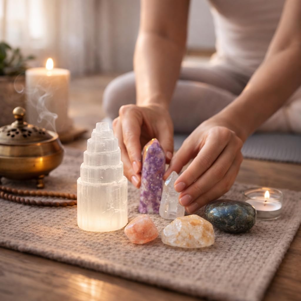 NKlaus Healing Crystals Selenit Turm 15cm Naturstein Energie
