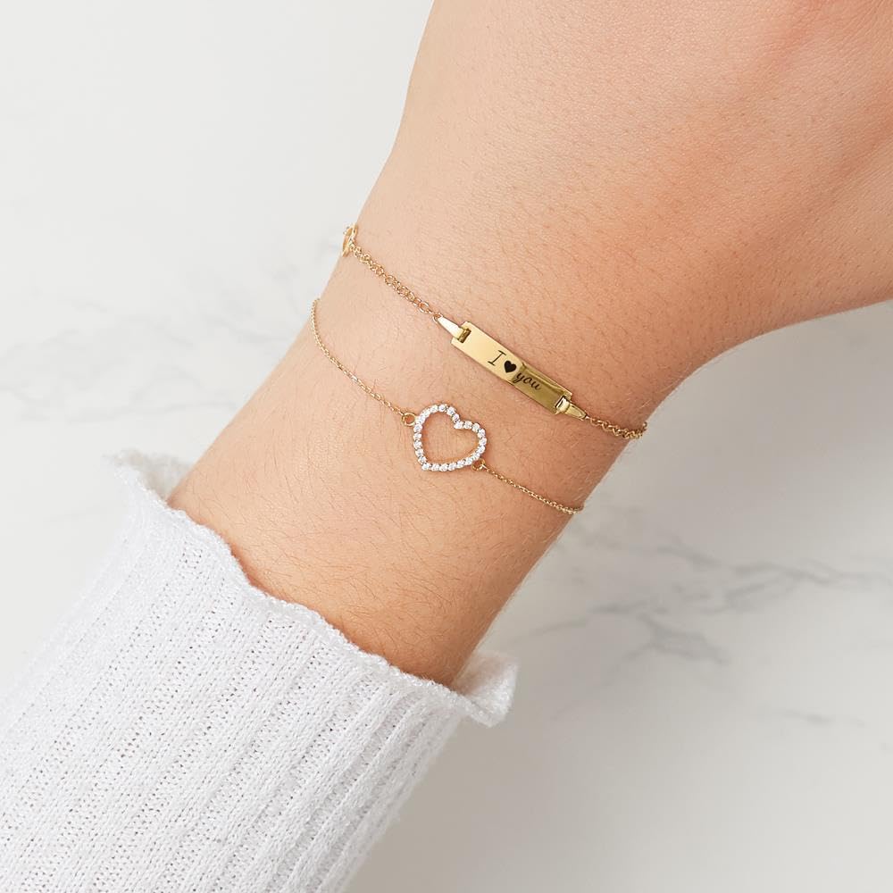 JEWLIX ID-Armbänder Herzarmband Damen 9K Gold Zirkonia