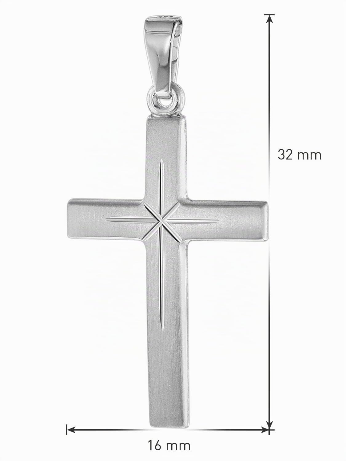 trendor Halsketten Kreuz-Anhänger 24mm Weißgold 585 45cm Kette