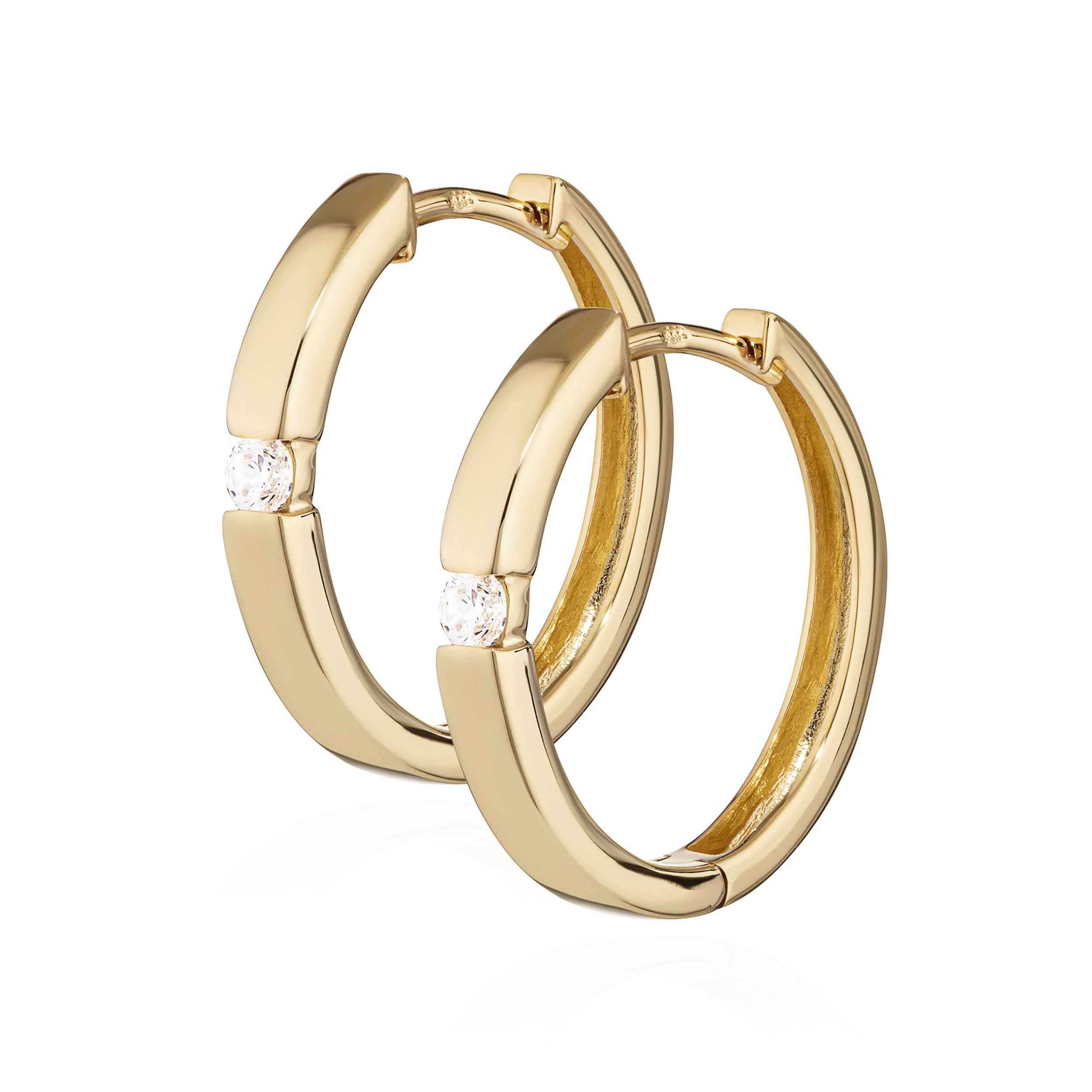 NKlaus Jewellery Klappcreolen Gold 333 Zirkonia 18,4mm