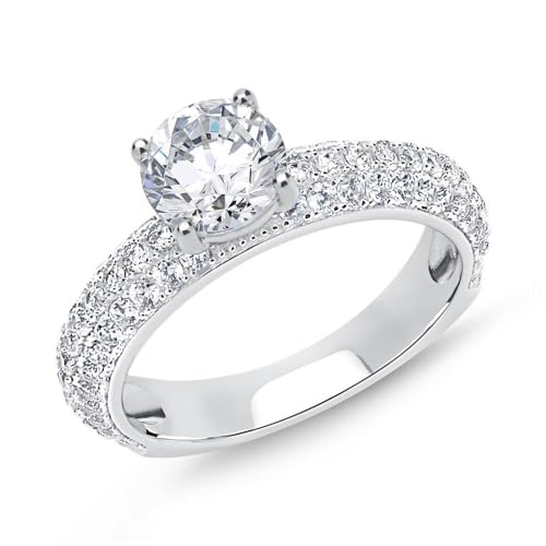 JEWLIX VR0126 Verlobungsring 925 Silber Zirkonia Krappenfassung