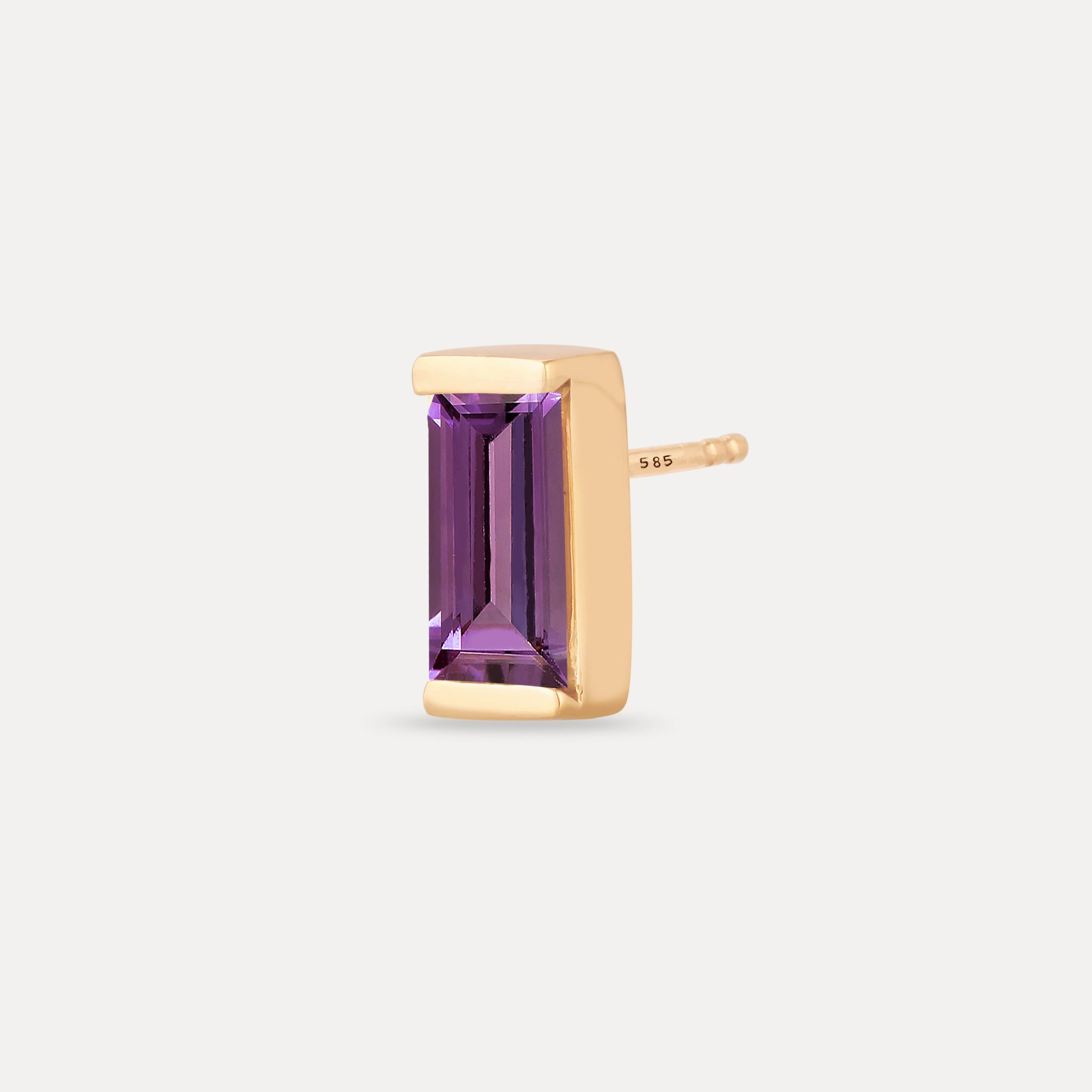 Stilnest Balance Baguette Ohrstecker 585 Gold Amethyst