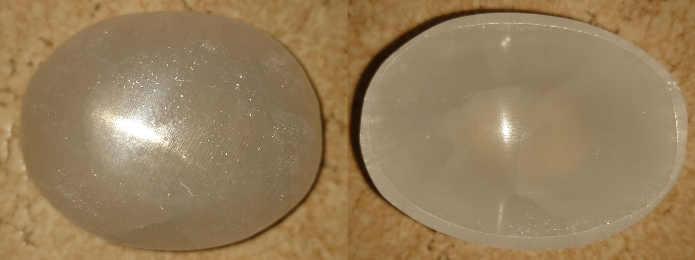 NKlaus HEALING CRYSTALS Selenit Schale 6,5cm Halbkugel
